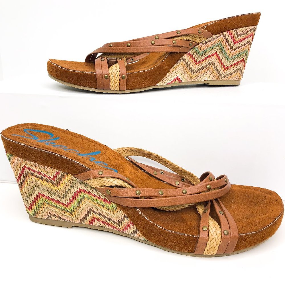 Skechers Womens Size 9 Multicolor Wedge Sandals